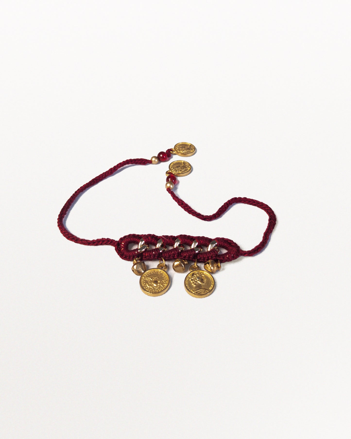 The Coin stitch Rakhi (Maroon)
