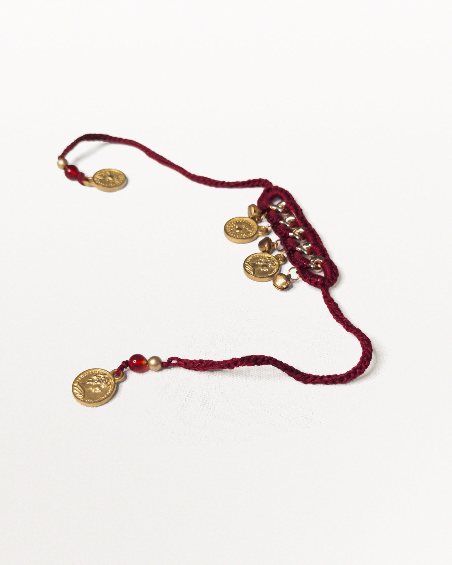 The Coin stitch Rakhi (Maroon)