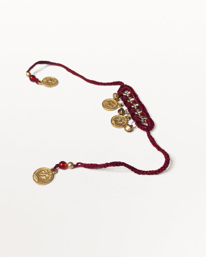 The Coin stitch Rakhi (Maroon)