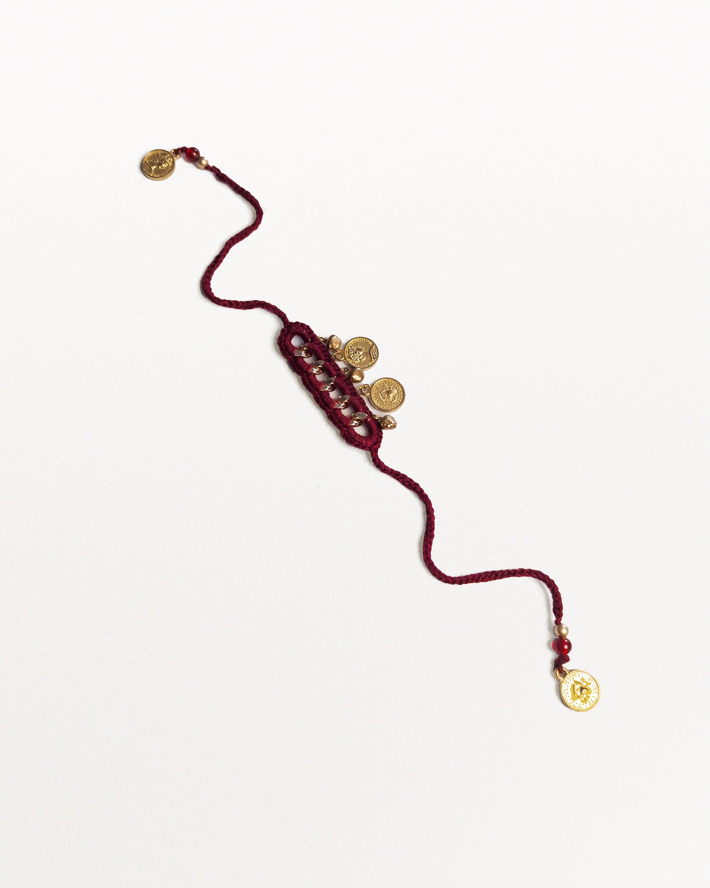 The Coin stitch Rakhi (Maroon)