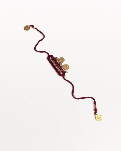 The Coin stitch Rakhi (Maroon)